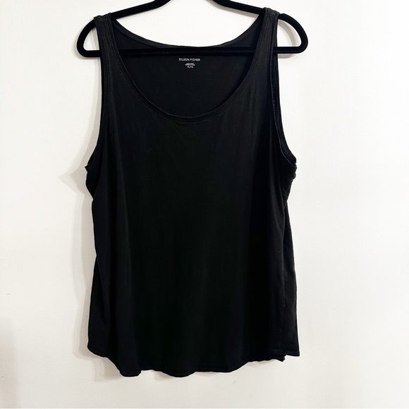 Eileen Fisher Tops - Eileen Fisher Scoop Neck Tank Womens XL Black 100% Organic Cotton Sleeveless Top